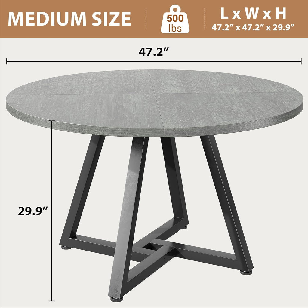 Jocoevol 42'' Round Dining Table Kitchen Dining Room Circle Dinner Pedestal Table for 4, Space Saving Wood Kitchen & Dining Room Furniture (Grey)