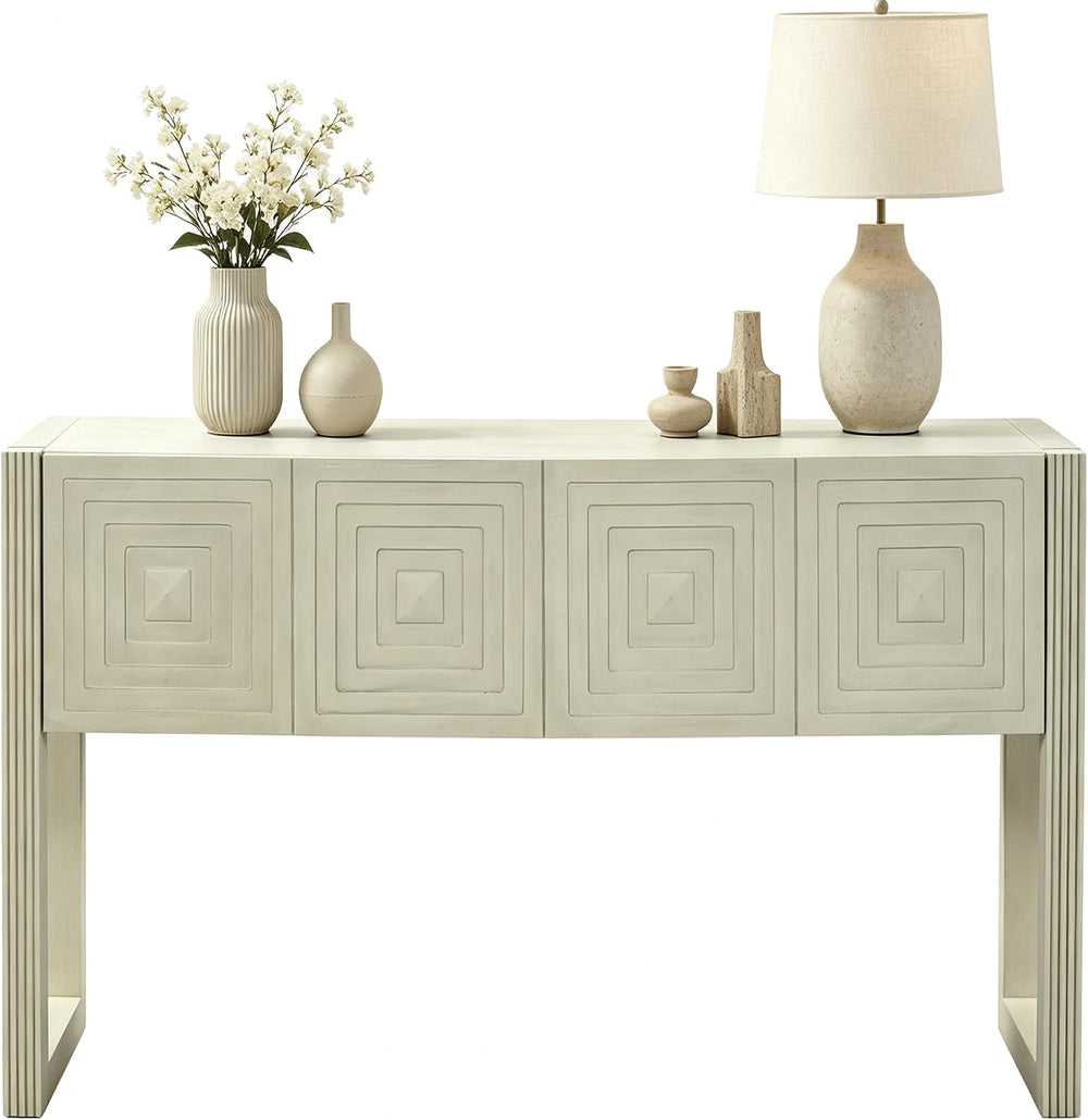 LKTART 55" Carved Console Table with 3 Soft-Close Drawers, Entryway Sofa...
