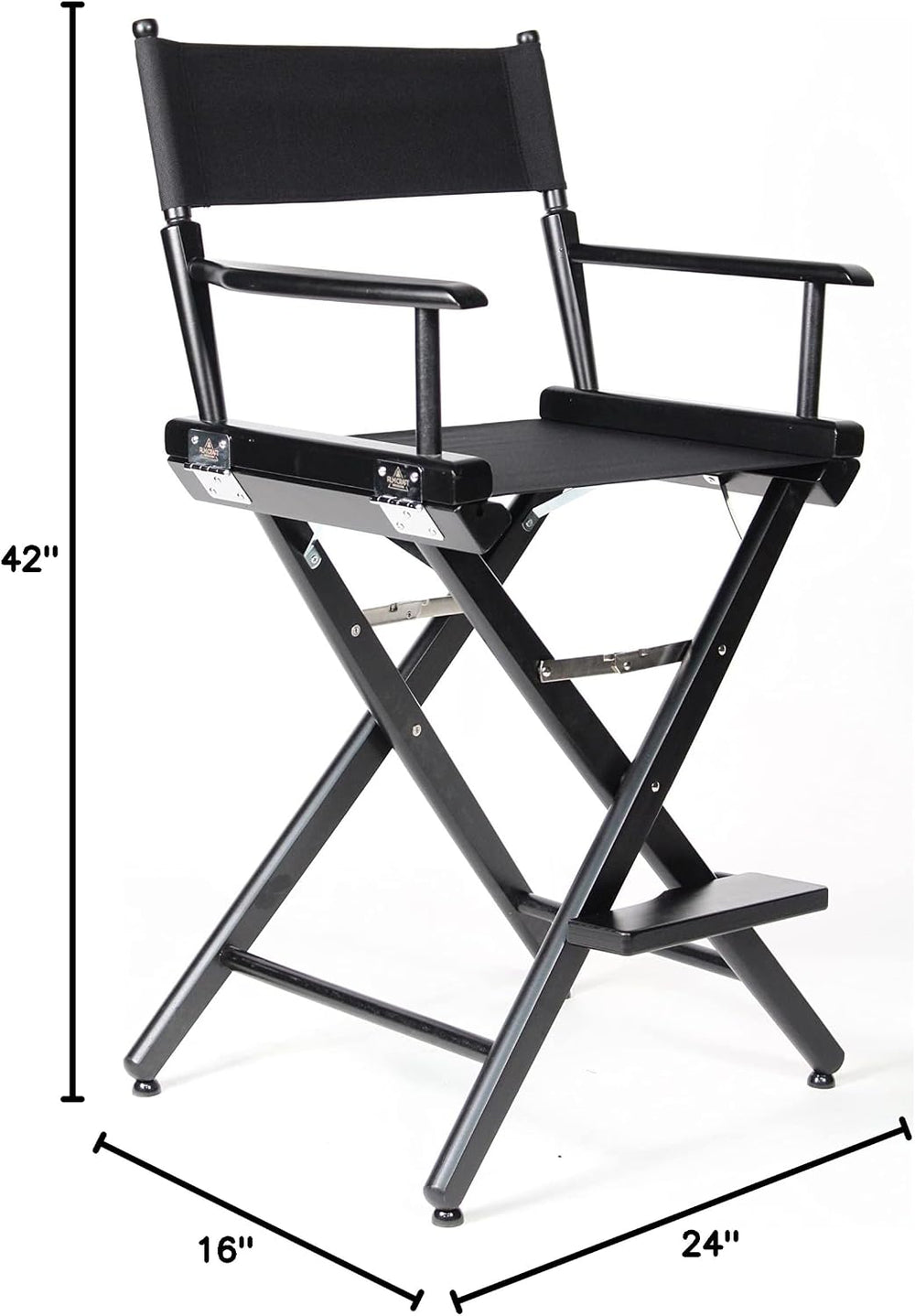 Filmcraft Pro Series Director Chair - Medium Black Finish with Black Canvas