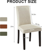 VECELO Upholstered Dining Chairs Set of 6, Modern Fabric and Solid Wood Legs & High Back for Kitchen/Living Room- Beige