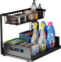 Under Sink Organizer, 2 Tier Under Sink Organizers and Storage Multi-Purpose Under Sink Storage for Bathroom Kitchen (Black)