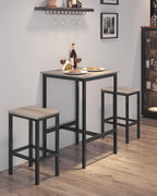 VASAGLE Bar Table, Small Kitchen Dining Table, High Top Pub Table, Height Cocktail Table for Living Room Party, Sturdy Metal Frame, 23.6 x 23.6 x 36.2 Inches for Narrow Spaces, Greige and Black
