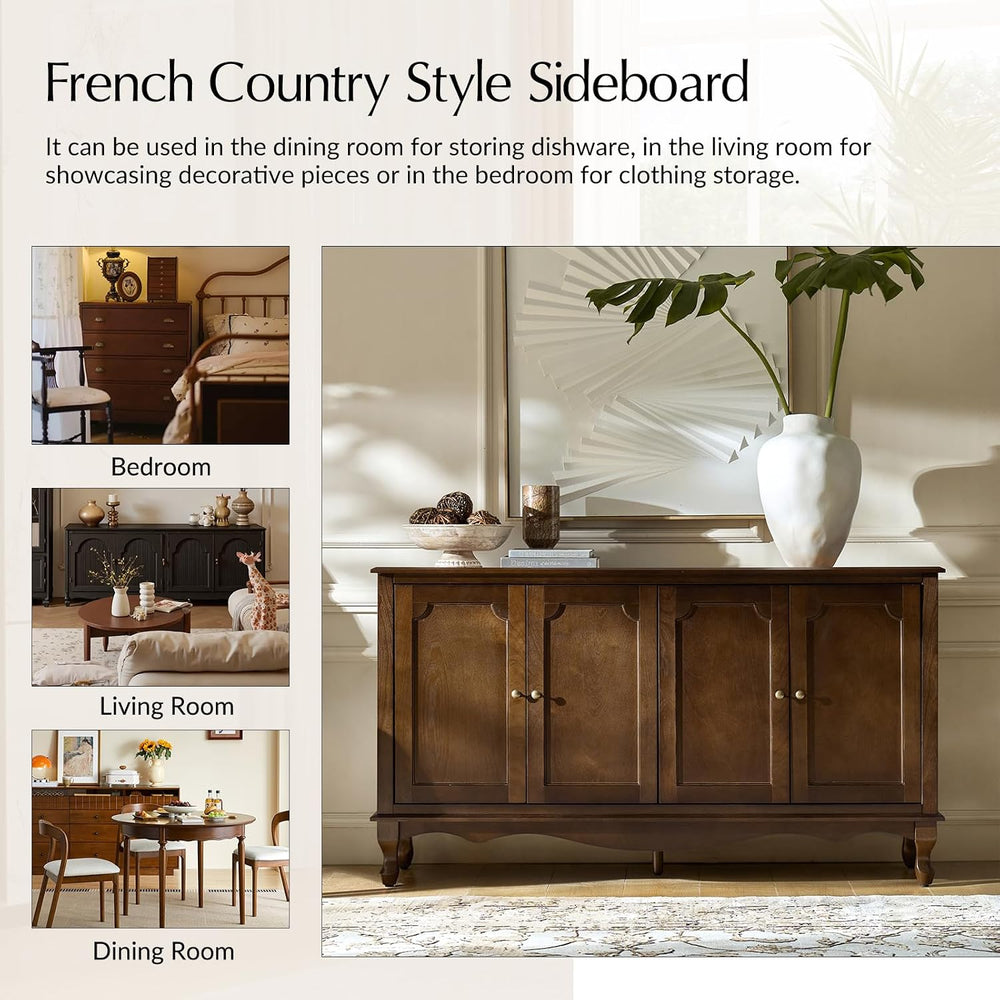 HULALA HOME Sideboard Buffet Cabinet with Storage, 58" Kitchen Farmhouse...