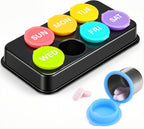 Weekly Metal Pill Case 7 Day, Stainless Steel Pill Box Organizer for Travel, Waterproof Medicine Container, Portable Daliy Pill Holder for Vitamins Fish Oils (Rainbow-7days)