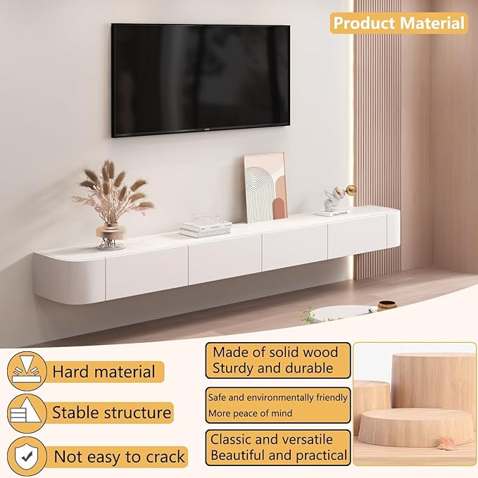 Floating TV Stand with Drawers, Pre-Assembled Wall Mounted TV Console, Modern...