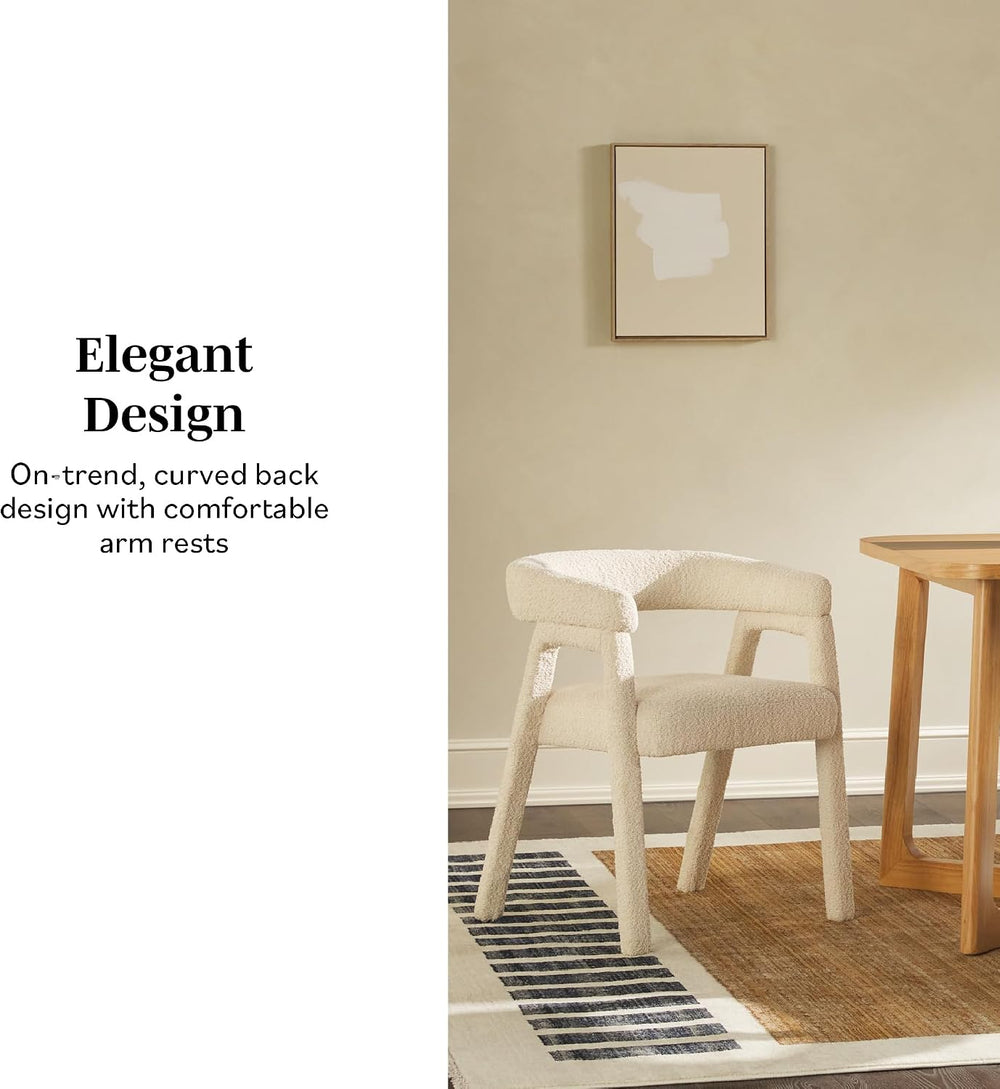 Walker Edison Ezra Modern Solid Wood Rounded Back Dining Chair - Natural (Set...
