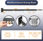 Clothes Drying Rack Wall Mounted,Laundry Rack Wall Wount,Drying Rack Clothing for Laundry,Retractable Dryer Racks,Wall Mounted Drying Rack Collapsible, Black, Sandy Coating,3z-b01