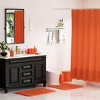 Bathroom Accessories Set - 25PC Bathroom Sets with Shower Curtain and Rugs, Orange Bathroom Accessories with Trash Can, Soap Dispenser, Soap Dish & Toilet Brush