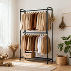 Adjustable Closet Rods for Hanging Clothes 2 Pack Heavy Duty Closet Extender Hanging Rod Double Hanging Closet Bar Space-Saving Closet Lower Extender for Clothing Organizer