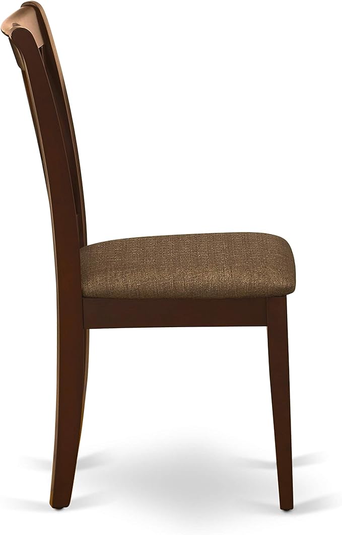 East West Furniture HBCL3-MAH-C 3 Piece Dinette Set for Small Spaces Contains a Round Dining Table with Pedestal and 2 Linen Fabric Dining Room Chairs, 42x42 Inch, Mahogany