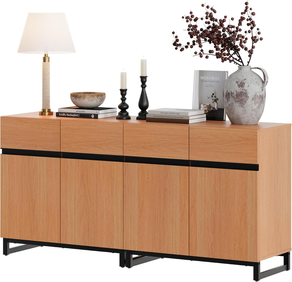 WAMPAT Sideboard Buffet Cabinets, Modern Sideboard with Adjustable Shelf and ...