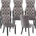 ODUSE-DAILY Gray Velvet Dining Chairs Set of 8, Kitchen & Dining Room Chairs Set of 8, Tufted Velvet Upholstered Dining Chairs, Solid Wood Frame (Gray, 8 Pcs)