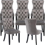 ODUSE-DAILY Gray Velvet Dining Chairs Set of 8, Kitchen & Dining Room Chairs Set of 8, Tufted Velvet Upholstered Dining Chairs, Solid Wood Frame (Gray, 8 Pcs)