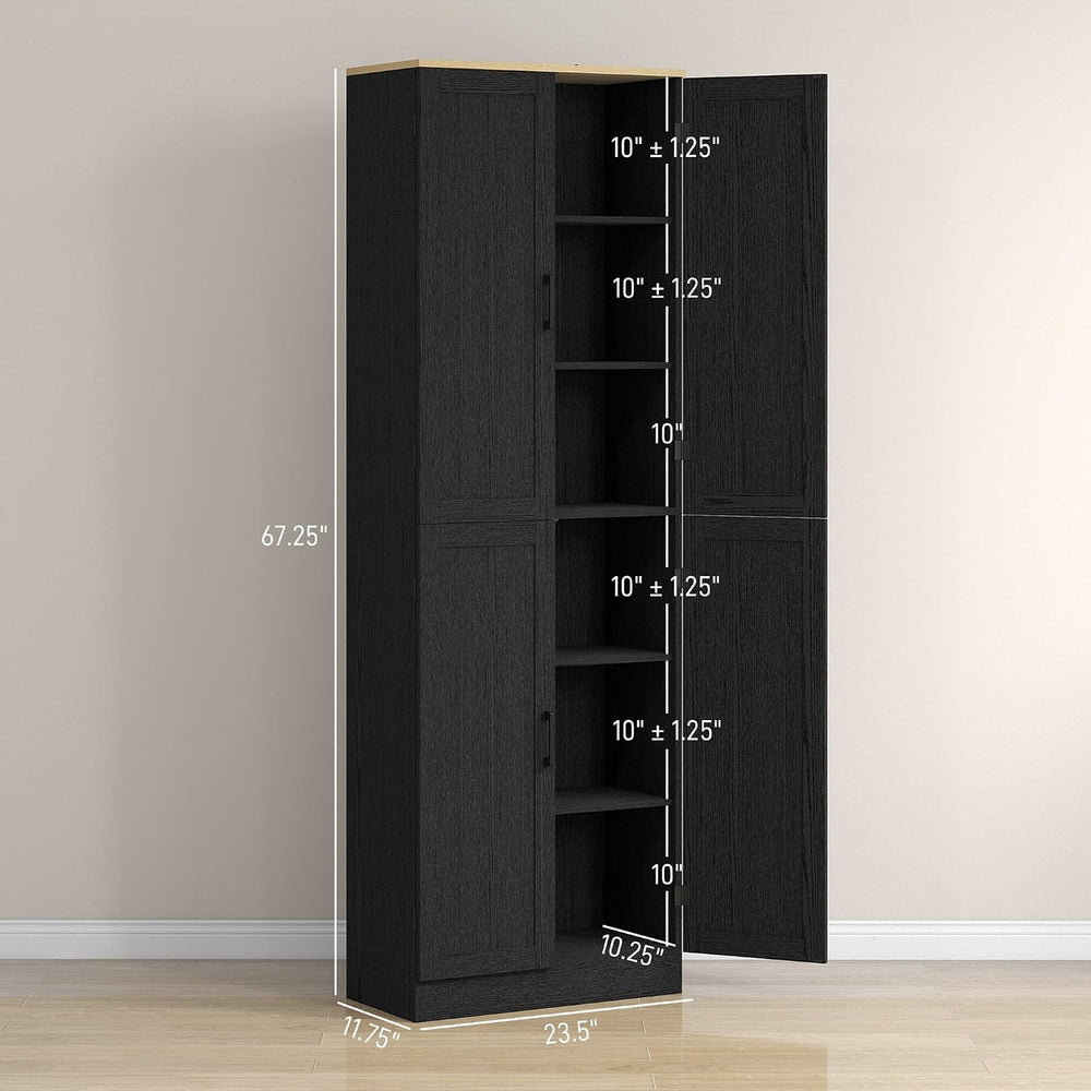 4-Door Farmhouse Freestanding Kitchen Pantry Cabinet with Flexible Adjustable...