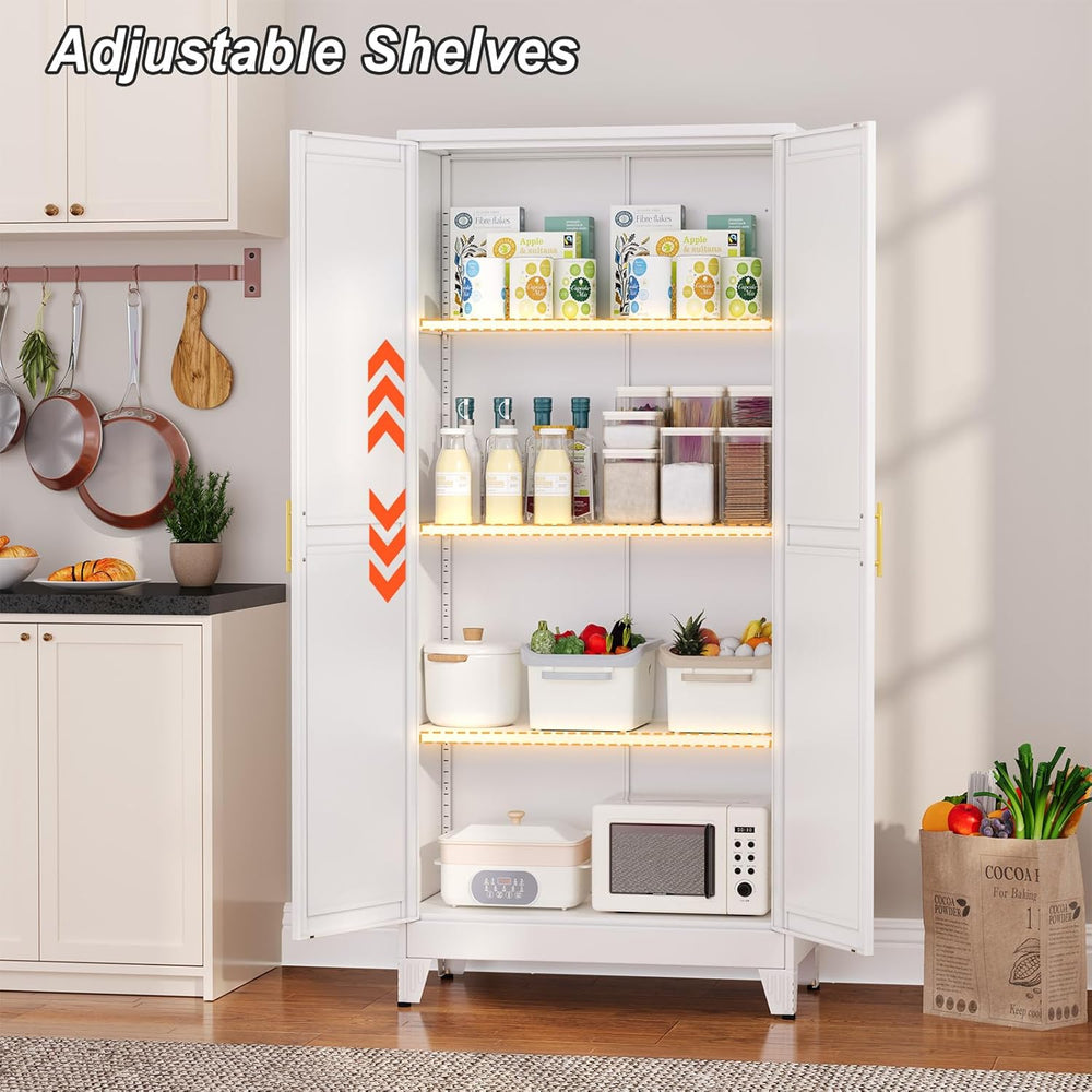 Winiowa Metal Pantry Cabinet with 2 Doors and Adjustable Shelves - 61" K...