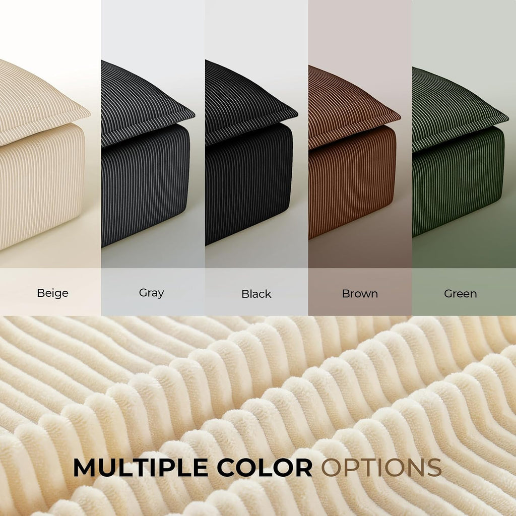 Beige Corduroy Pouf for Modular Sectional Sofa, Matching Accessory for Living Room, Bedroom and Apartment