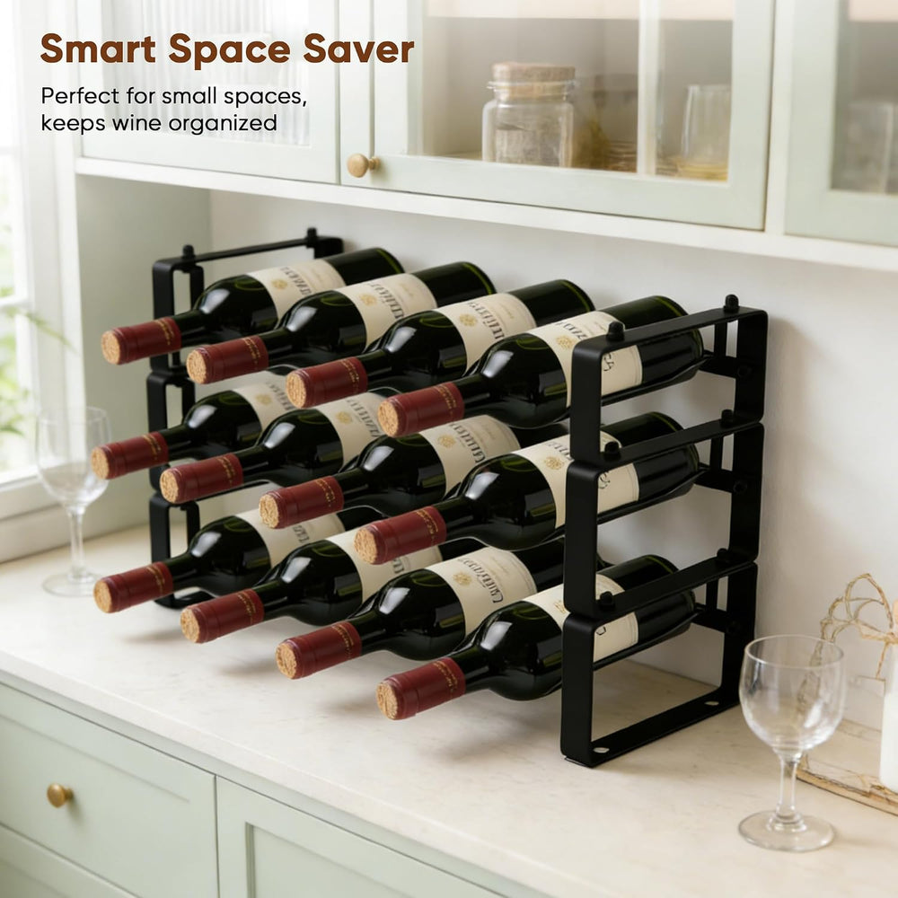 Wine Rack for Countertop – Stackable Freestanding Bottle Organizer for Kitche...