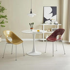 24" Round Dining Table for 2 MDF Table Top and Heavy Metal Dining Table Leg for Kitchen Dining Room Apartment Small Space(White)