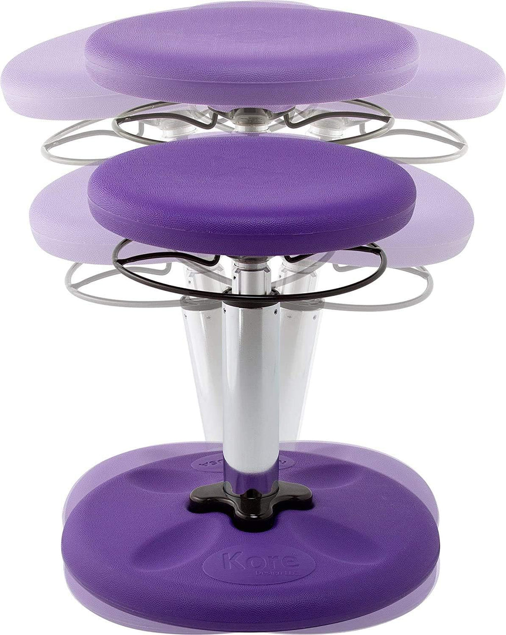 Kore Kids Adjustable Wobble Stool, Ages 6-11, 14-19in Tall, Purple | Flexible seating for classroom and home boosts focus, improves posture and channels energy; anti-tip base; Made in USA