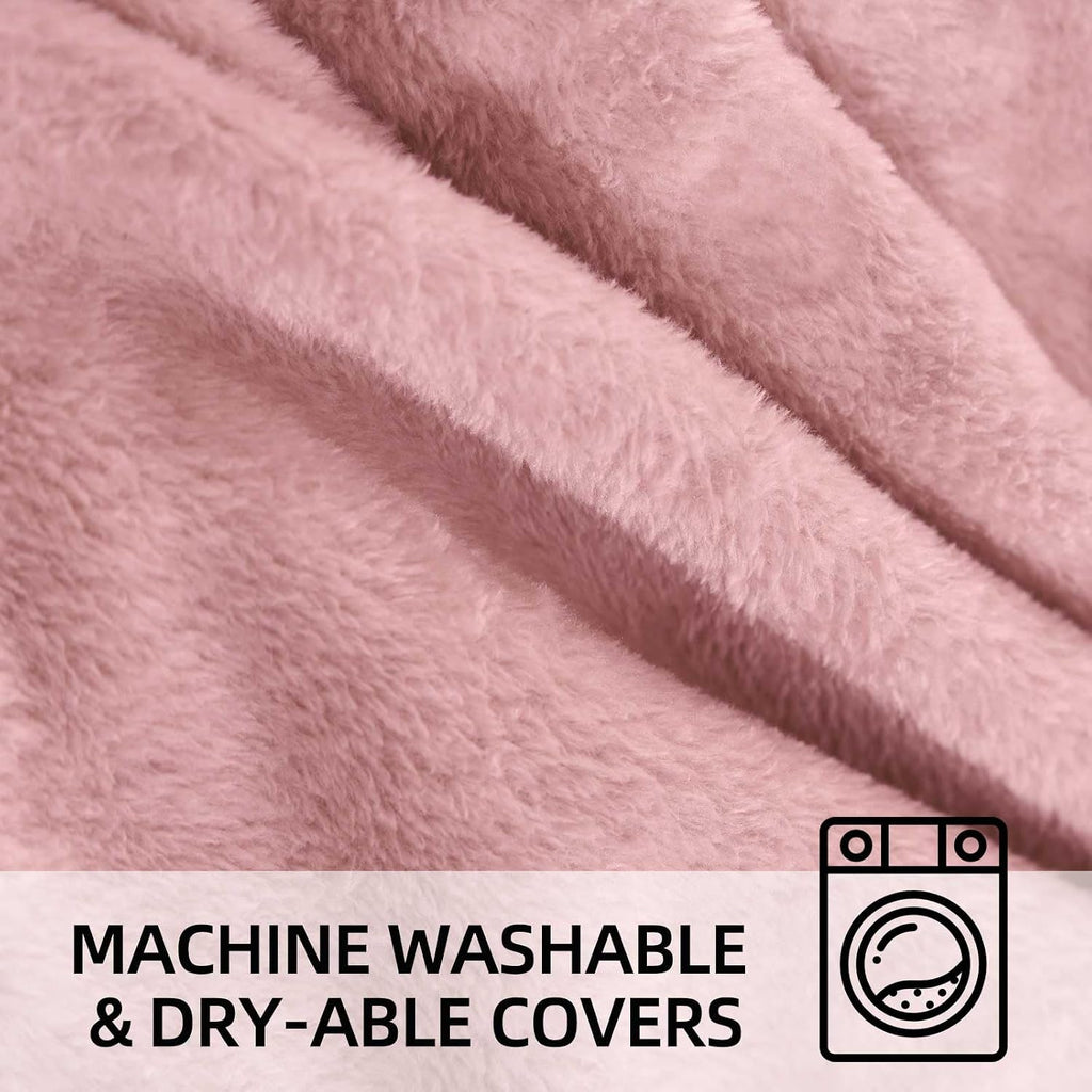 Bean Bag Chair 4Ft, Memory Foam Filled, Large Beanbag Chairs for Adults and Teens, Soft Sofa with Removable Flannel Cover, Round Couch for Living Room Bedroom College Dorm (Pink, 4FT-47×47"×24")