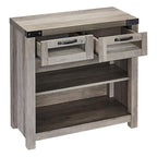 ROCKPOINT Entryway Table with Industrial Style Drawer, Grey Wash