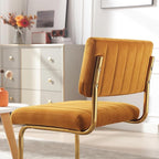 ONEVOG Orange Velvet Dining Chairs Set of 4, Upholstered Kitchen Dining Room Chairs, Comfy Chair with Gold Metal Legs, Cantilevered Design Chair for Bedroom, Living Room