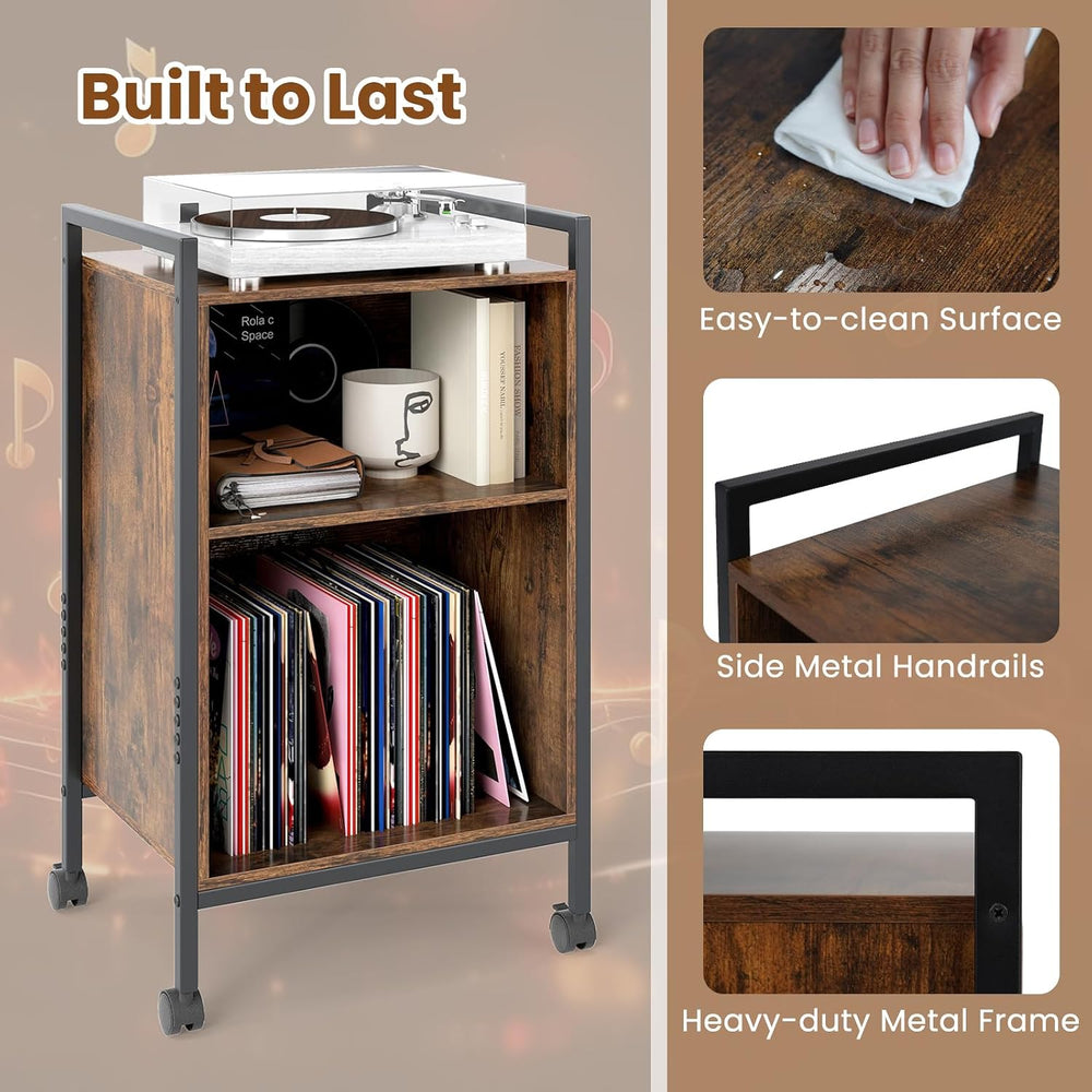 Giantex Record Player Stand with Charging Station, Mobile Turntable Stand wit...