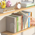 4 Pcs Acrylic Bookends, Clear Book Ends for Heavy Books, Bookend Holders for Shelves, Arch Book Stopper to Hold Books, Decorative Bookends for School, Library, Home, Office