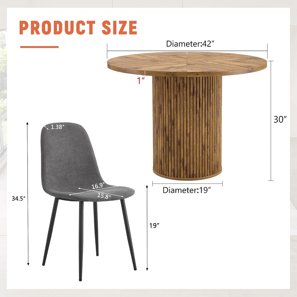 42" Round Dining Table Set for 6, Kitchen Table Chairs Set of 6 with Sto...