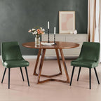 Modern Upholstered Dining Chairs Set of 2 with Thick Seat Cushion and Curved Back, Synthetic Leather Mid-Century Dinner Chair for Kitchen, Dining Room,Cafe (Faux Leather-Green, Set of 2)
