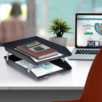 Acrimet Facility 2 Tier Letter Tray, Front Load, Letter Size/A4, Desktop File Organizer, Plastic (Black Color)
