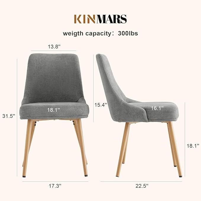 Modern Upholstered Dining Chairs Set of 4 with Thick Seat Cushion and Curved Back, Fabric Farmhouse Dinner Chair for Kitchen, Dining Room,Cafe (Fabric -Dark Gray, Set of 4)