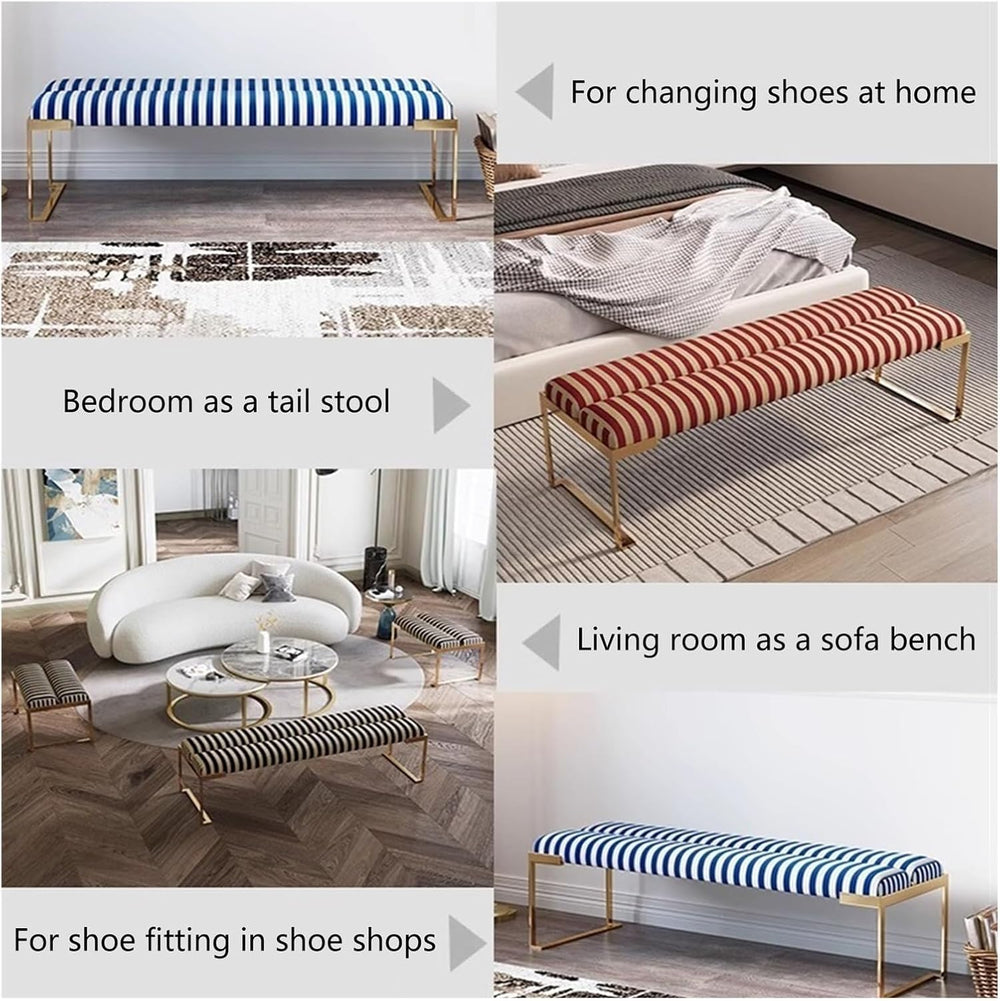 Modern Bedroom Living Room Bedside Stool, Modern Bench, Stainless Steel Entry...