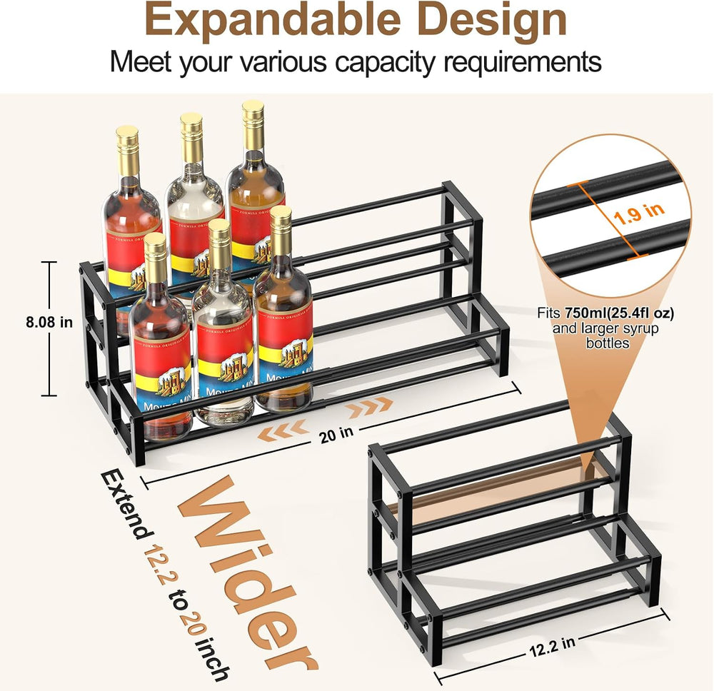 Expandable Coffee Syrup Organizer, Enlarged 6-12 Bottles Syrup Stand | Width ...