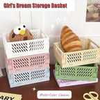 Pastel Plastic Storage Baskets 2 Pack, Collapsible Crates for Organizing, Space-Saving Bins for Kitchen, Office, Bedroom (Purple, Small: 5.8"x 3.8" x 2.2")