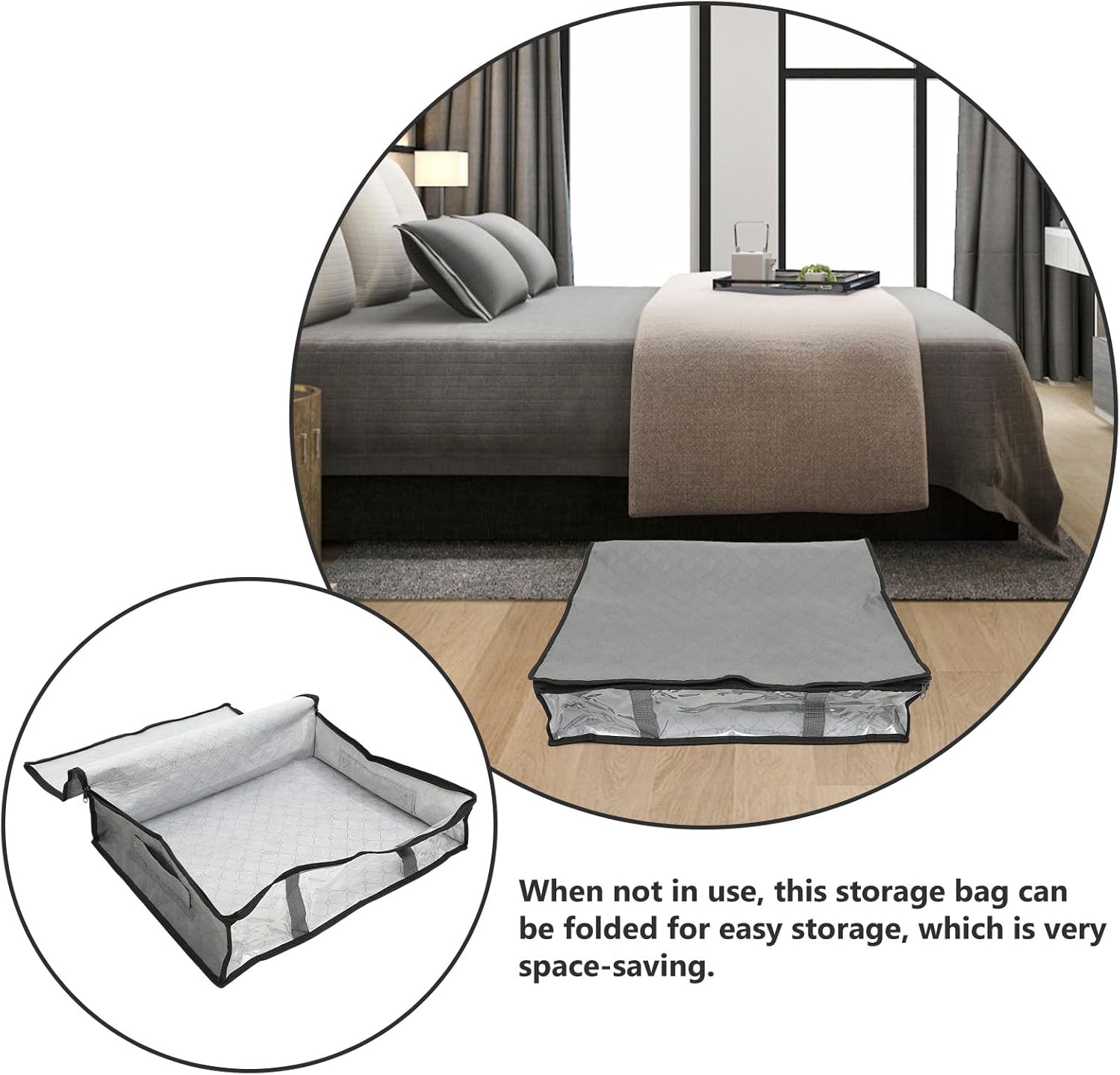 Large Capacity Under Bed Storage Bag Breathable Non-woven Organizer for Quilts Blankets Clothes Foldable Space-saving Storage Bin for Bedroom and Dorm Use