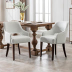 Farmhouse Dining Chairs Set of 2 PU Leather Upholstered Accent Side Chair Wood Kitchen Chairs for Living Room/Dining Room/Bedroom/Restaurant, Upgraded Size, White