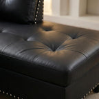 Sectional Couches for Living Room with Movable Chaise & Storage Ottoman - 97.5" Leather L Shaped Couches for Living Room Apartment, Home Modular Sectional Sofas with Cup Holder, Black