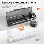 Weekly Pill Organizer,Portable 7 Day Pill Box,Moisture Proof Medicine Pill Organizer,Travel Pill Case with BPA-Free Material,Pocket-Size for Supplements & Vitamins (Black)