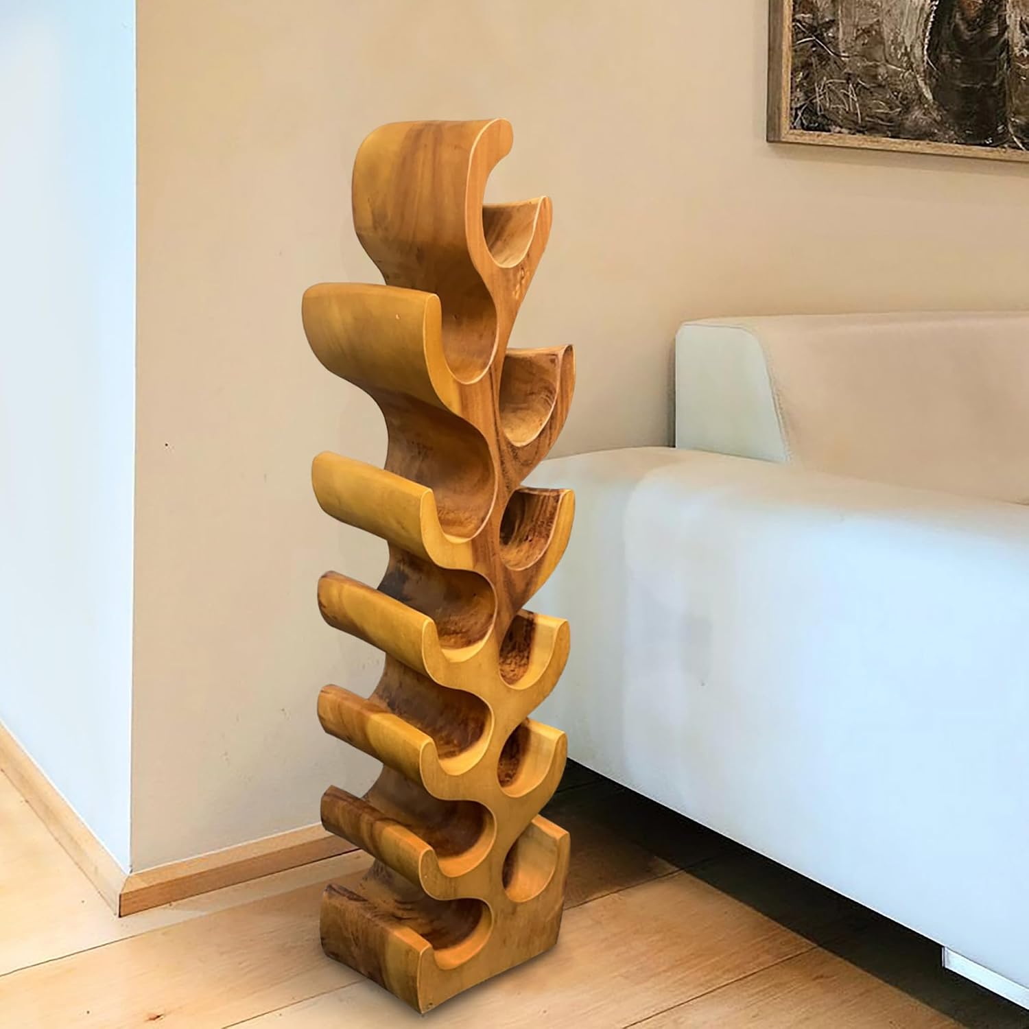 12 Bottle Wood Wine Rack Bottle Holder Stand for Freestanding Floor Tabletop Cabinet Handmade Rustic Brown Wooden Wine Rack Countertop Kitchen Cellar Storage Bar Corner Home Christmas Decor