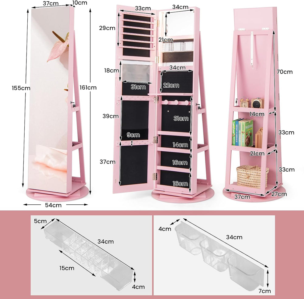 Multigot 3-Color LED Lights Jewellery Cabinet, 3-in-1 360° Swivel Jewelry Arm...