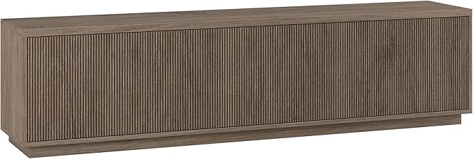 Henn&Hart Fluted TV Stand for TVs up to 85" with 2 Concealed Ribbed Storage Cabinets and Adjustable Shelves for Living Room, Family Room, or Office, Weathered Gray