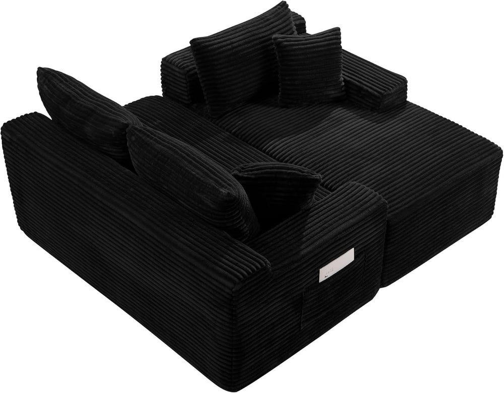 95" L-Shaped Cloud Sectional Couch, Right Facing Modular Compressed Sect...