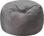 Homguava 5FT Bean Bag Chair Giant BeanBag with Memory Foam Filled, Comfy Bean Bag Chairs for Adults, Adult Bean Bag Chair with Dutch Velvet Cover for Living Room Bedroom-Grey