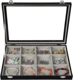 Stratalife Bracelet Holder Jewelry Organizer Jewelry Storage Earring Holder Organizer Jewelry Storage Organizer Bracelets Necklace For Girls Women 12 Grid (Gray Black)