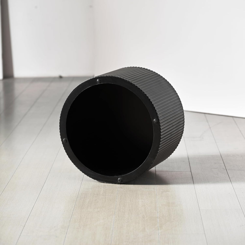 Nesting Coffee Table Set of 2, Modern Drum Side End Wave Stripe Round Coffee ...