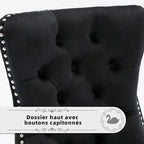 Velvet Upholstered Dining Chairs Set of 8, Modern Style Kitchen Side Chairs with Nailhead Trim and Wood Legs,Metal Pulling Ring for Dining Room Living Room(Black)