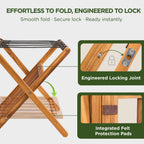 Set of 2 Premium Solid Teak Wood Luggage Racks with Shelf, 25" Foldable Suitcase Stands for Hotel, Airbnb & Resort | Heavy-Duty Hardwood Build, Holds 176 lbs Each, Reinforced Woven Straps