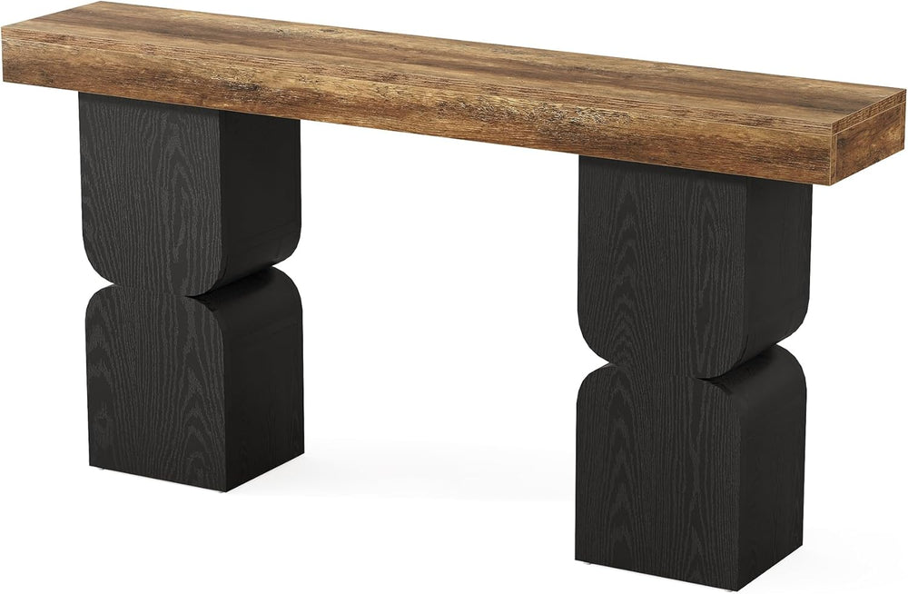 63-Inch Console Table, Heavy-Duty Look, Behind Couch Sofa Table, Color Blocki...