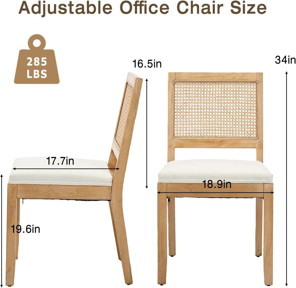 French Dining Chairs Set of 4,Farmhouse Upholstered Linen Chairs with Rattan ...
